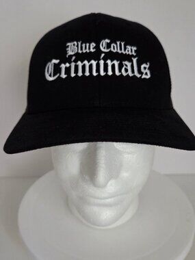 The Classic Yupoong Snapback Trucker Hat Black Blue Collar Criminals Mesh Back